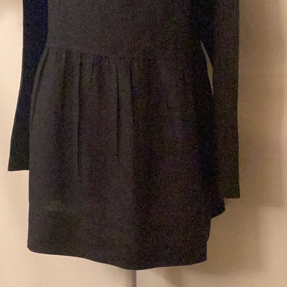 FLAX , Black, long sleeves, button down, hidden pockets linen tunic # P. - Picture 3 of 8